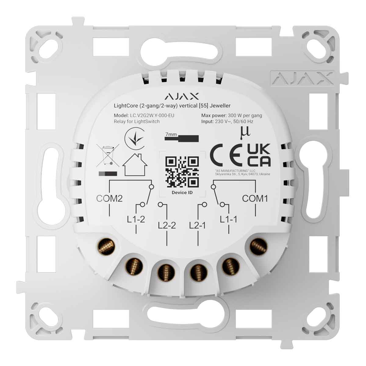 comutador-de-escada-duplo-inteligente-vertical-lightcore-2g2w-ajax-plusdias Comutador de Escada Duplo Inteligente Vertical LightCore 2G2W Ajax - Image 1