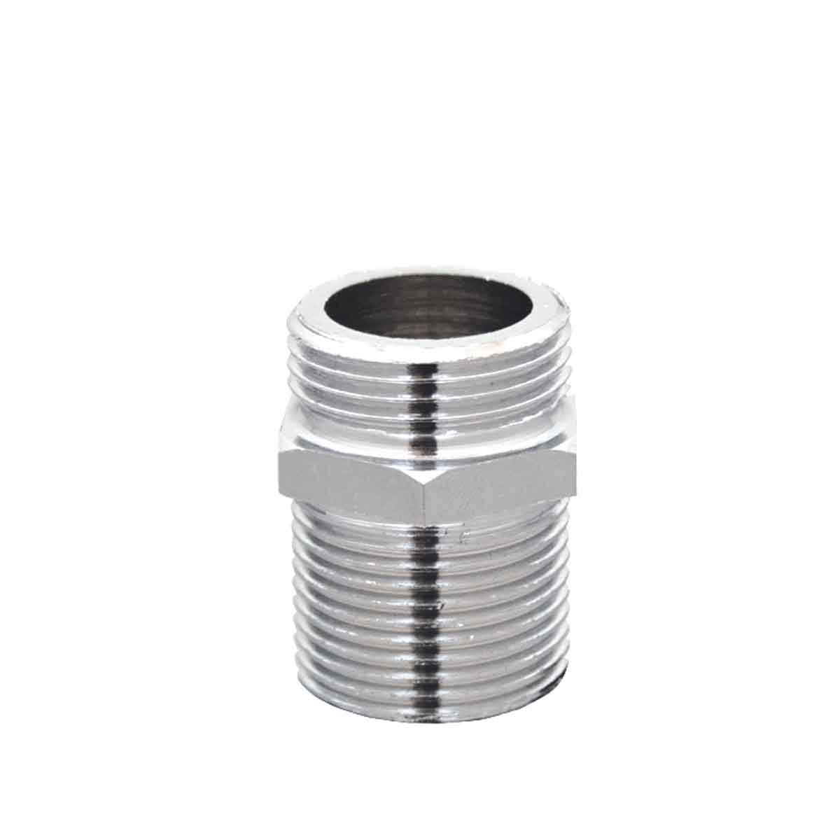 casquilho-duplo-latao-recor-3-4-m-m-cromado-plusdias Casquilho Duplo Latão 20mm 3/4" M/M Cromado - Image 1