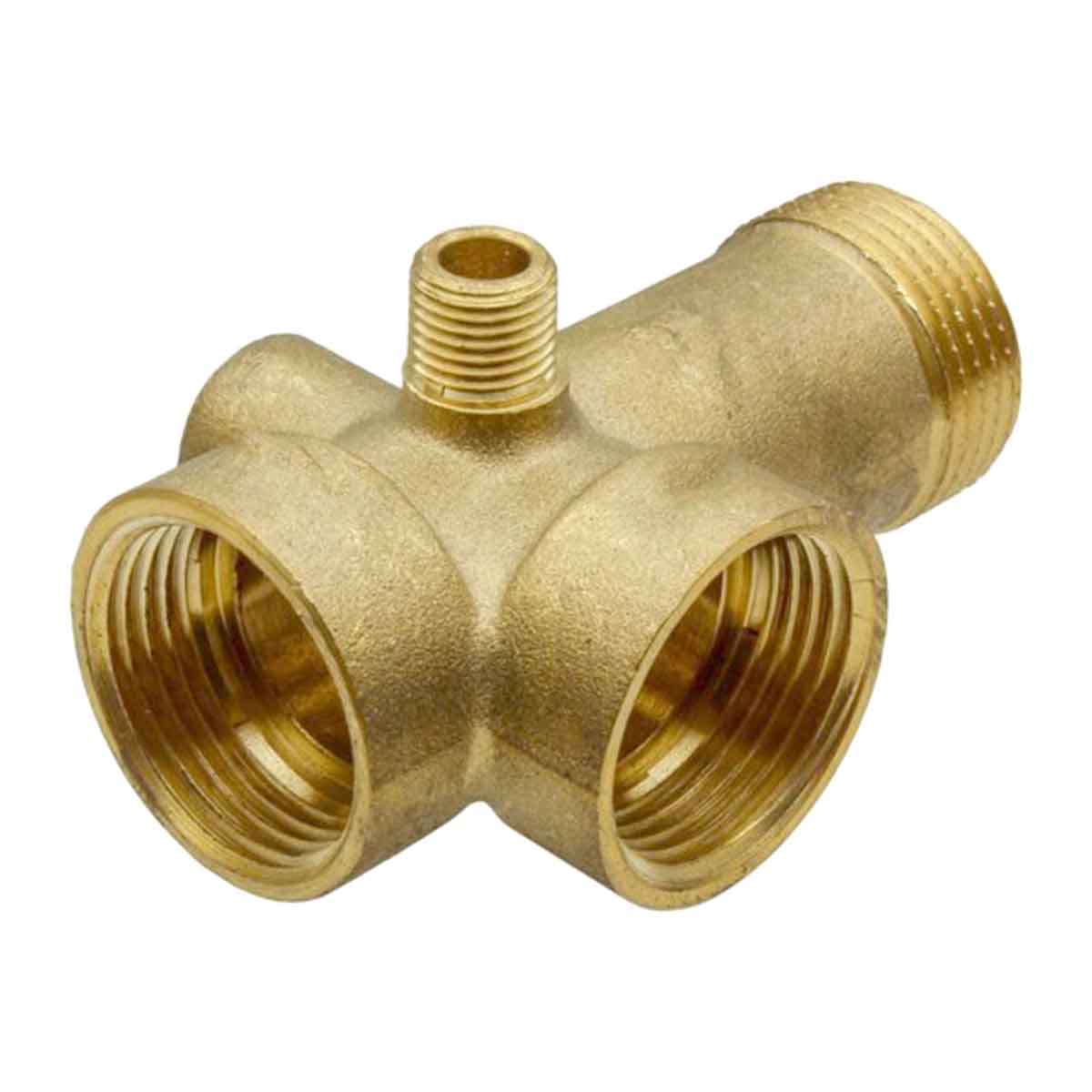 te-latao-5-vias-f-f-m-f-m-plusdias Tê Latão 5 Vias 1" x 1" x 1" x 1/4" x 1/4" F/F/M/F/M - Image 1